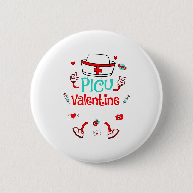 Badge Rond 5 Cm Funny Cu Valentines Day Nurse Crew Family Group  (Devant)