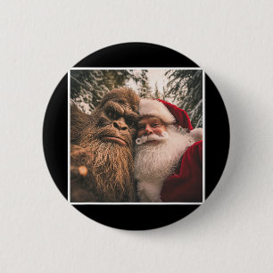 Badge Rond 5 Cm Funny Cute Bigfoot Santa Claus Selfie Noël Pa