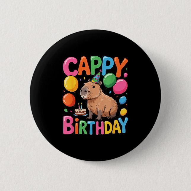 Badge Rond 5 Cm Funny Cute Capy Capybara Animal Birthday Party Sup (Devant)