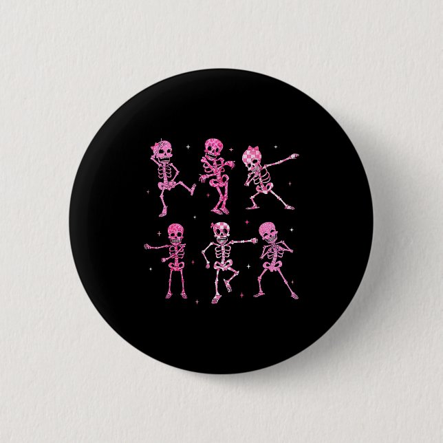 Badge Rond 5 Cm Funny Cute Dancing Skeleton Halloween Costume Shir (Devant)