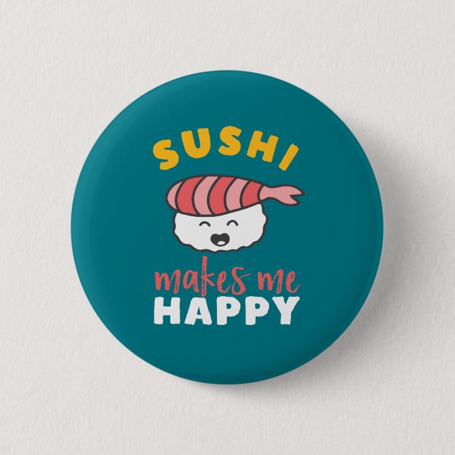 Badge Rond 5 Cm Funny Cute Kawaii Sushi Japanese Food Lover (Devant)