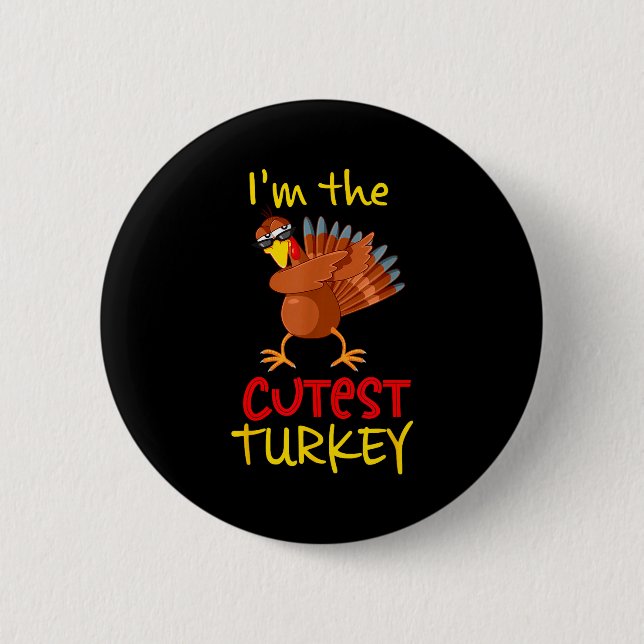 Badge Rond 5 Cm Funny Cutest Turkey Matching Family Group Thanksgi (Devant)