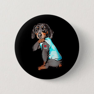 Badge Rond 5 Cm Funny Dachshund Chien Tatouage J'aime Maman Dogmam