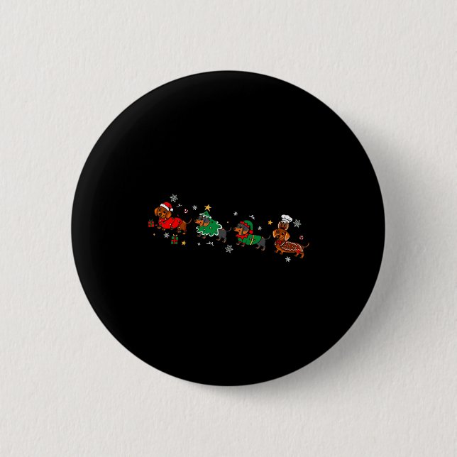 Badge Rond 5 Cm Funny Dachshund Christmas Parade  (Devant)