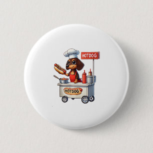 Badge Rond 5 Cm Funny Dachshund Saucisse Chien Weenie Hotdog Sandw