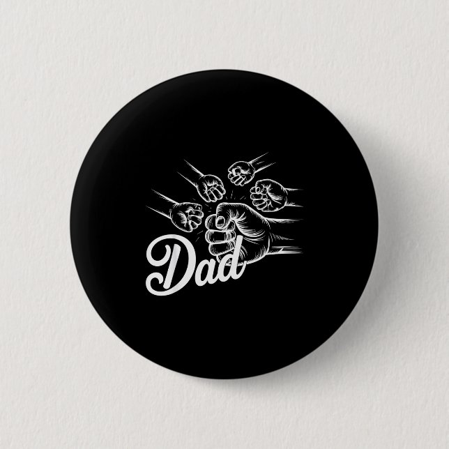 Badge Rond 5 Cm Funny Dad Of Four Toddler Kids Fathers Day Fist Bu (Devant)