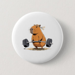Badge Rond 5 Cm Funny Deadlift Capybara Jote Fitness Capy Gym Love