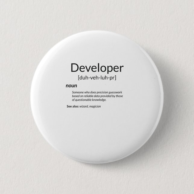 Badge Rond 5 Cm Funny Developers Gift Developer Definition Gift (Devant)