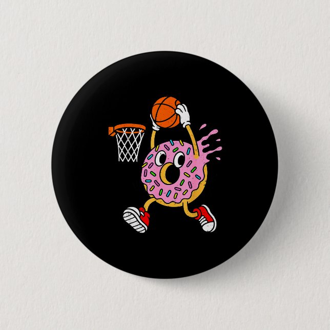 Badge Rond 5 Cm Funny Donut Dunking Basketball Doughnut Food Champ (Devant)