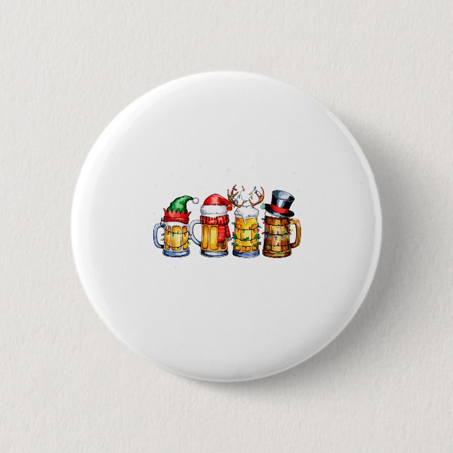 Badge Rond 5 Cm Funny Drinking Christmas Santa Beer Christmas Ligh (Devant)