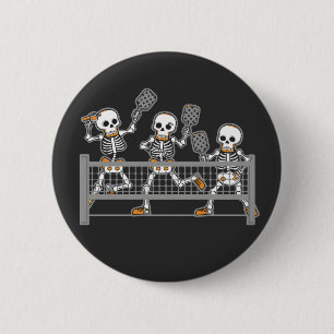 Badge Rond 5 Cm Funny Éffrayant Trois Squelette jouer Pickleball c