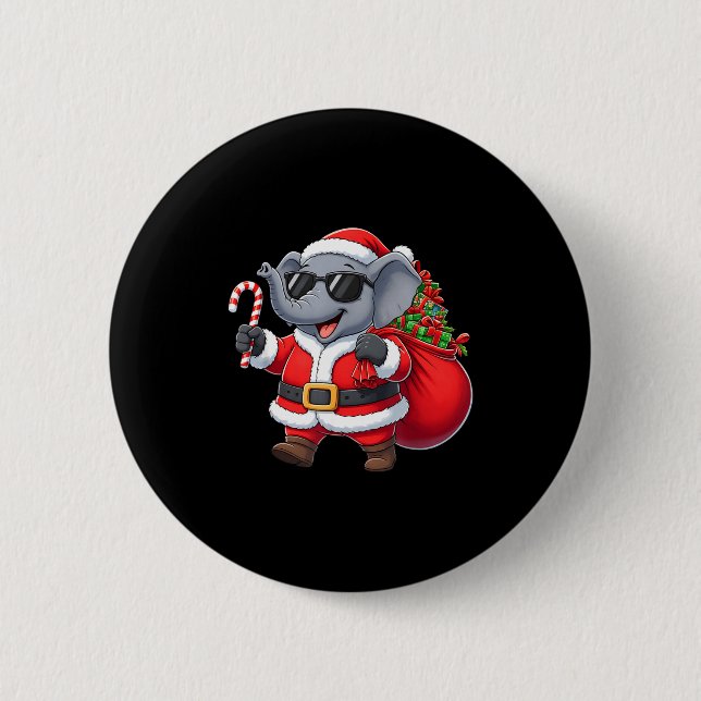 Badge Rond 5 Cm Funny Elephant Christmas Santa Outfit Xmas Boys Gi (Devant)