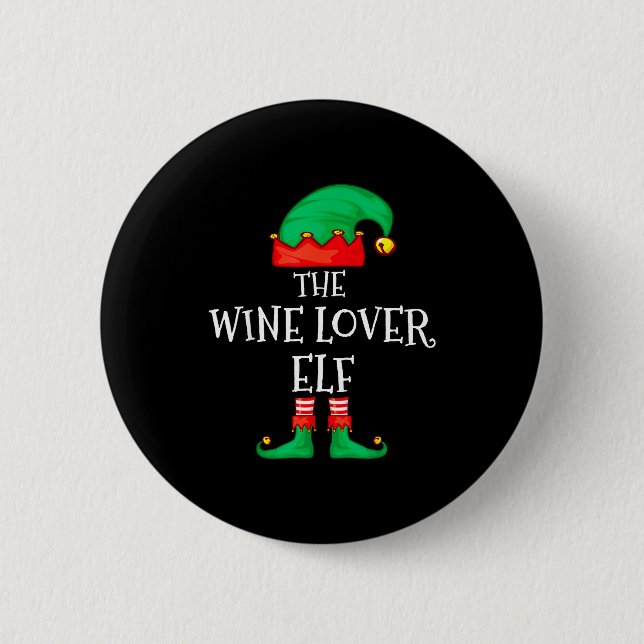 Badge Rond 5 Cm Funny Elf Family Christmas The Wine Lover Elf Men  (Devant)