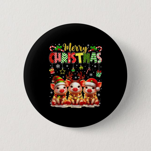 Badge Rond 5 Cm Funny Farmer Merry Christmas Reindeer Santa Gs Fam (Devant)