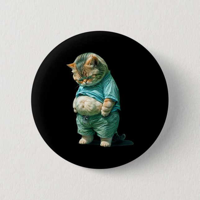 Badge Rond 5 Cm Funny Fat Cat Ia Art Design Print  (Devant)
