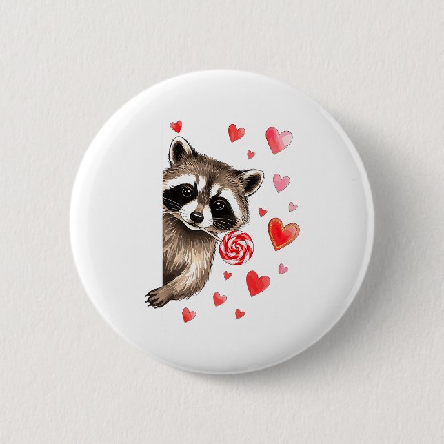 Badge Rond 5 Cm Funny Feral Raccoon Valentine's Day Sarcastic Humo (Devant)