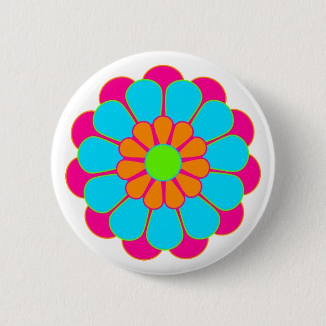 Badge Rond 5 Cm Funny Flower Power Bloom III (Devant)