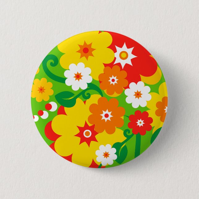 Badge Rond 5 Cm Funny Flower Power Wallpaper (Devant)