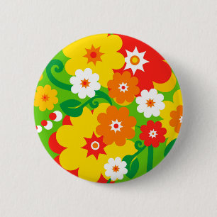 Badge Rond 5 Cm Funny Flower Power Wallpaper