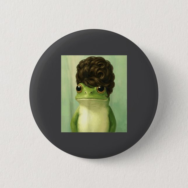 Badge Rond 5 Cm Funny Frog Beehive Bob Haircut Meme  (Devant)
