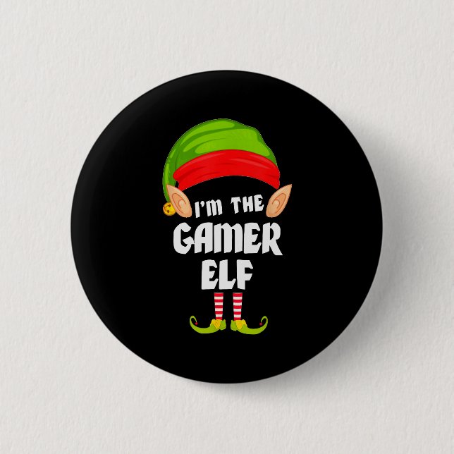 Badge Rond 5 Cm Funny Gamer Elf Matching Family Group Pj Christmas (Devant)