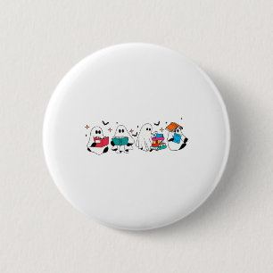 Badge Rond 5 Cm Funny Ghost Lecture Livres Enseignant Halloween Éf