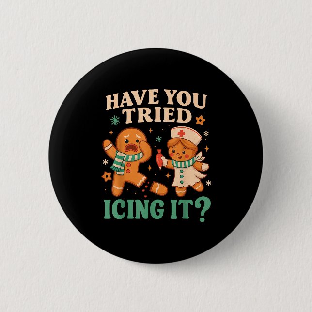 Badge Rond 5 Cm Funny Gingerbread Christmas Pun Have You Tried Ici (Devant)