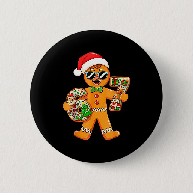 Badge Rond 5 Cm Funny Gingerbread Six Seven 67 Gingerbread Man Xma (Devant)