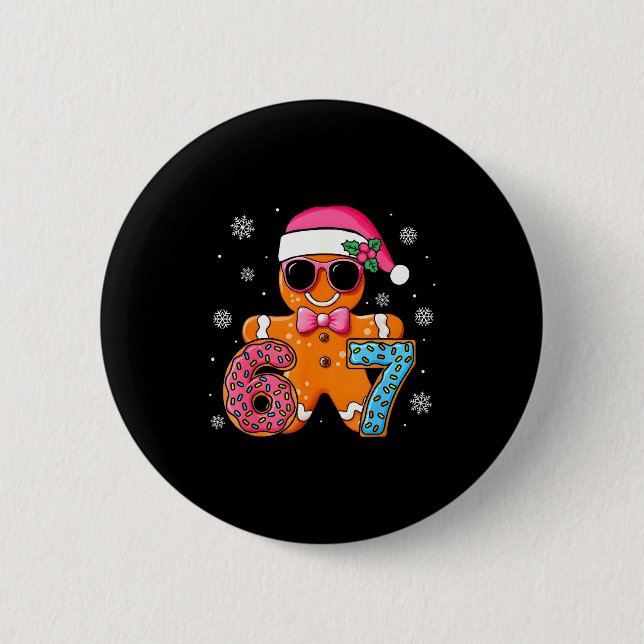 Badge Rond 5 Cm Funny Gingerbread Six Seven 67 Ice Cream Drip Chri (Devant)