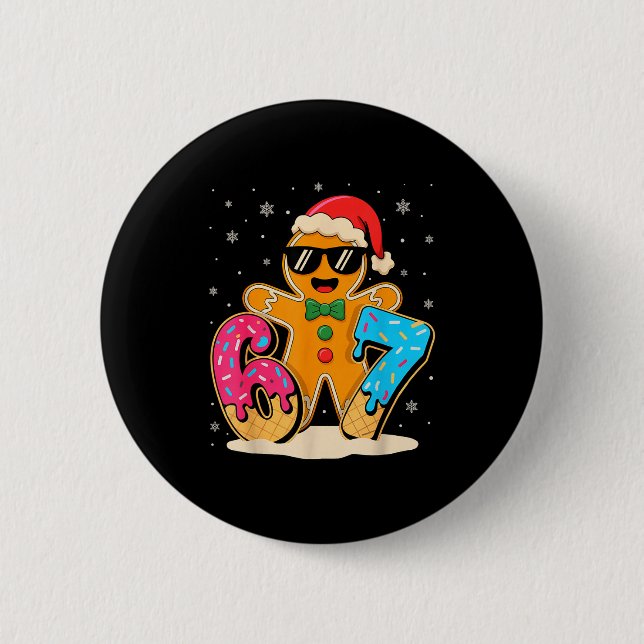Badge Rond 5 Cm Funny Gingerbread Six Seven 67 Ice Cream Drip Chri (Devant)