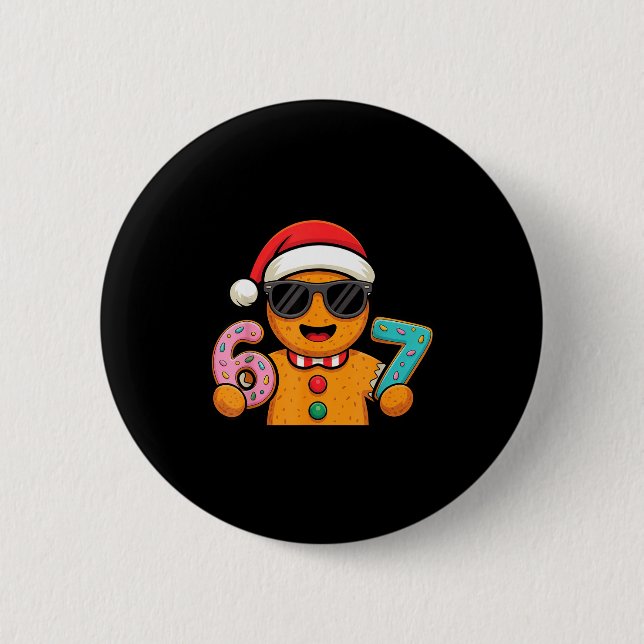 Badge Rond 5 Cm Funny Gingerbread Six Seven 67 Ice Cream Drip Chri (Devant)