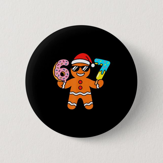 Badge Rond 5 Cm Funny Gingerbread Six Seven 67 Ice Cream Drip Chri (Devant)