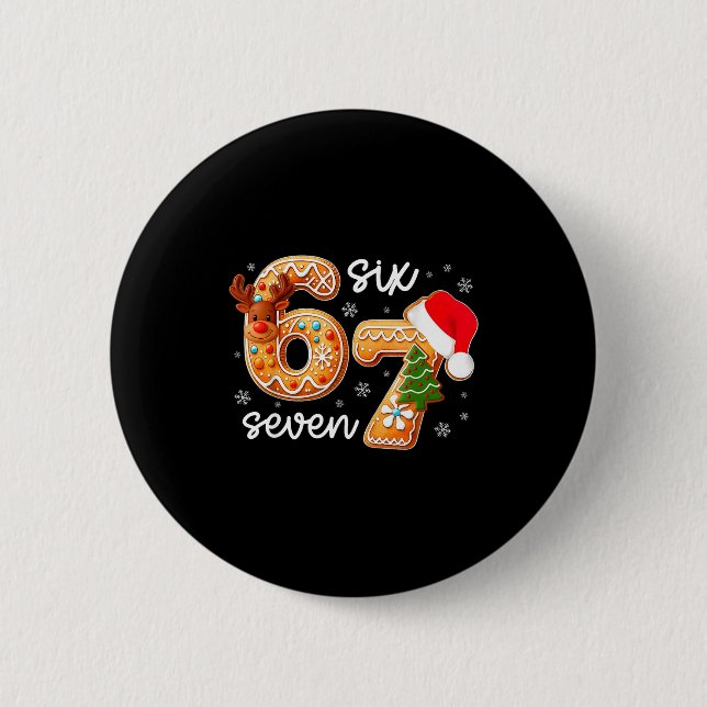 Badge Rond 5 Cm Funny Gingerbread Six Seven 67 Ice Cream Drip Chri (Devant)