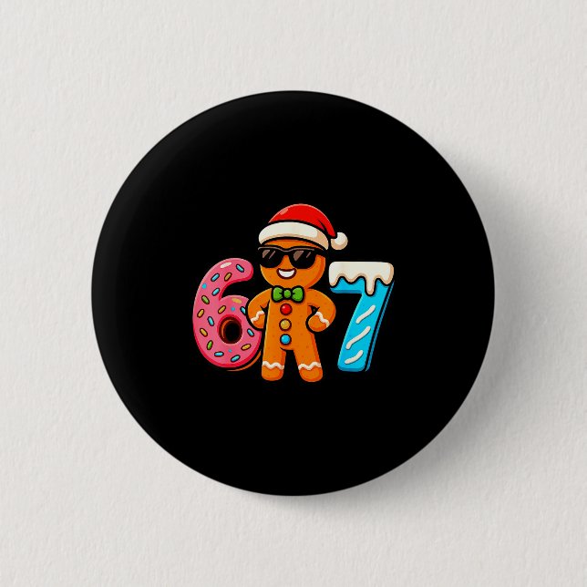 Badge Rond 5 Cm Funny Gingerbread Six Seven 67 Ice Cream Drip Chri (Devant)