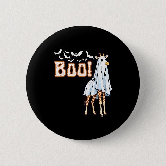 Badge Rond 5 Cm Funny Giraffe Ghost Boo Shirt Cute Animal Hallowee (Devant)