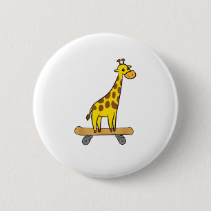 Badge Rond 5 Cm Funny Giraffe Lover Giraffe Skateboard