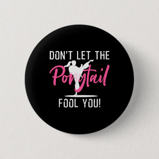 Badge Rond 5 Cm Funny Girl Karate Design Kids Women Kickboxing Bla