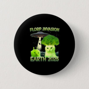 Badge Rond 5 Cm Funny Glerp Glorp Funny Alien Chat Mème Vintage