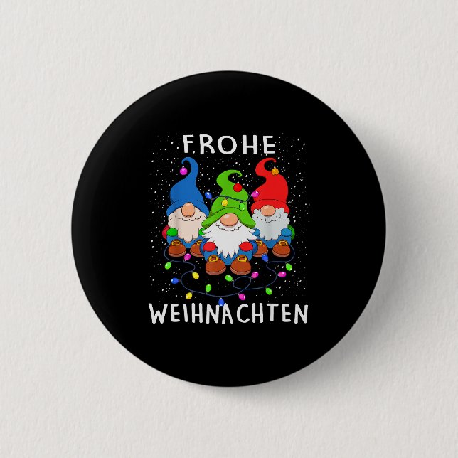 Badge Rond 5 Cm Funny Gnomes Merry Christmas Frohe Weihnachten  (Devant)