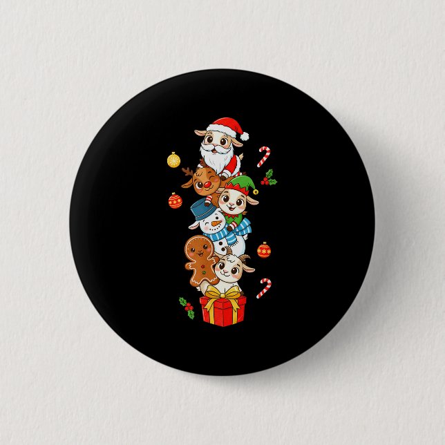 Badge Rond 5 Cm Funny Goat Santa Elf Snowman Christmas Womens Mens (Devant)