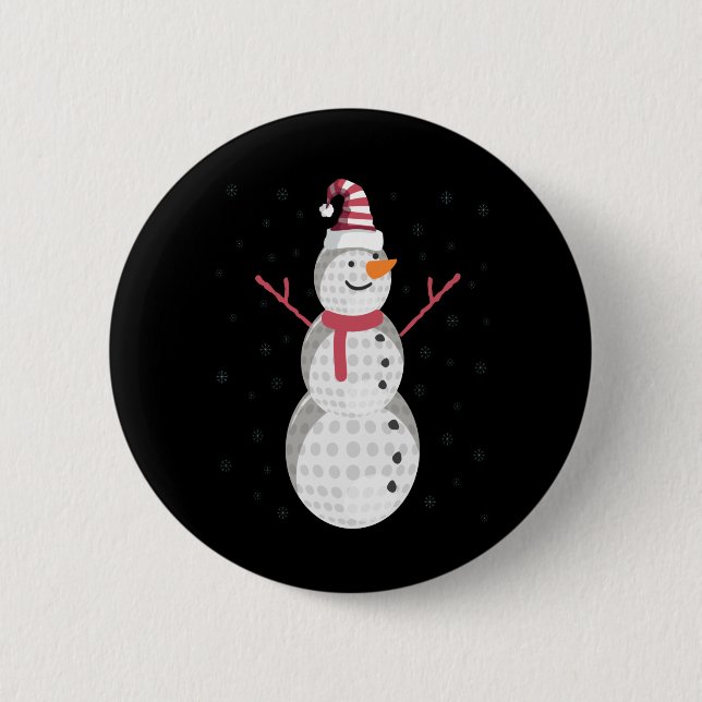 Badge Rond 5 Cm Funny Golf Snowman Noël Nouvel An Cadeau (Devant)