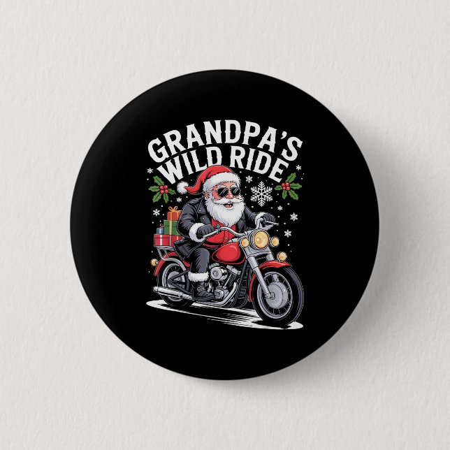 Badge Rond 5 Cm Funny Grandpa's Biker Ride Christmas Motorcycle Sa (Devant)