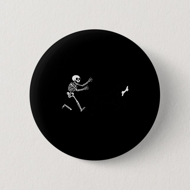 Badge Rond 5 Cm Funny Great Dane Running Skeleton Halloween  (Devant)