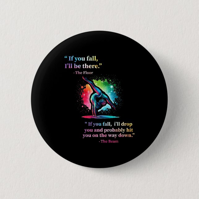 Badge Rond 5 Cm Funny Gymnastics Floor Saying Gymnast Girl Rainbow (Devant)