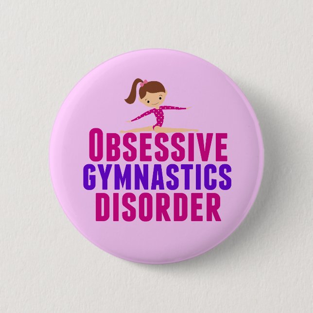 Badge Rond 5 Cm Funny Gymnastique fille rose (Devant)