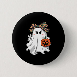 Badge Rond 5 Cm Funny Halloween Camouflage Camo Ghost Hello Huntin