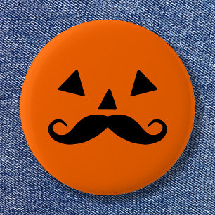 Badge Rond 5 Cm Funny Halloween Citrouille Mustache
