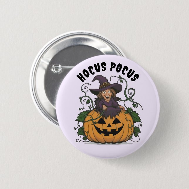 Badge Rond 5 Cm Funny Halloween sorcière (Devant & derrière)