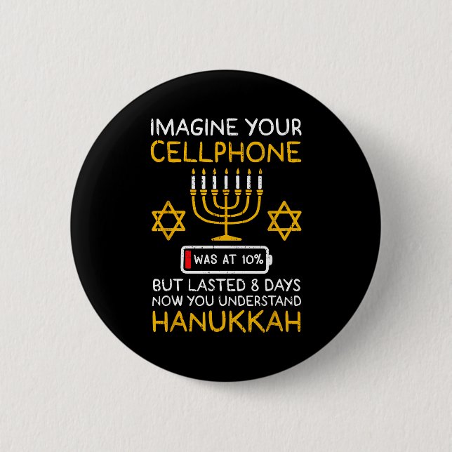 Badge Rond 5 Cm Funny Hanukkah Imagine Your Cellphone Chanukah Jew (Devant)