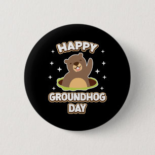 Badge Rond 5 Cm Funny Happy Groundhog Day 2025